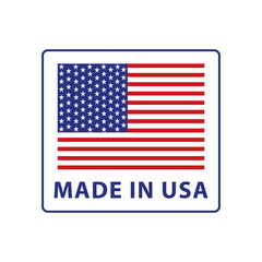 Made in the USA text with flag of the United States of America
