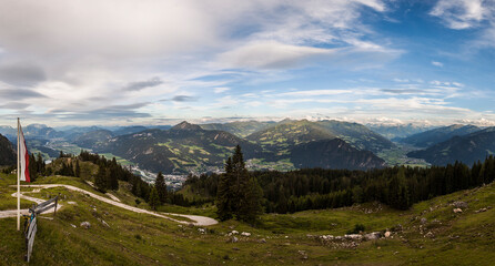 Fototapeta na wymiar Mountain panorama view from Bayreuther hut, Rofan, Tyrol, Austria