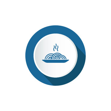 Spagetti Icon In Blue Circle. Spagetti Vector Flat Symbol On White Background