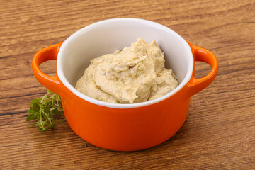 Vegan food - hummus with olive oil