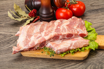 Raw pork ribs for cooking