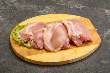 Raw chicken boneless and skinless leg