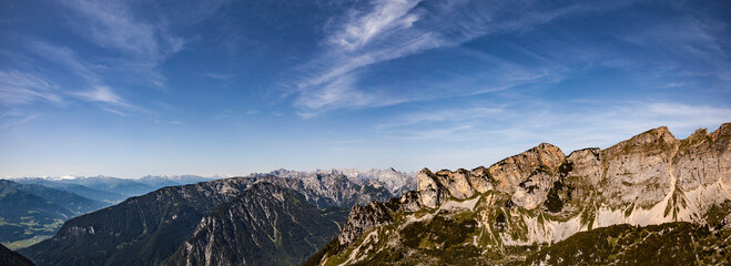 Fototapeta na wymiar Mountain panorama from Gschollkopf mountain, Rofan, Tyrol, Austria