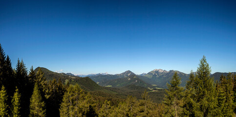 Fototapeta na wymiar Mountain panorama view from mountain Pendling in Tyrol, Austria