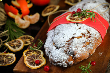 Stolen. Christmas cupcake with raisins, nuts, dried apricots and marzipan.