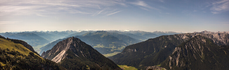 Naklejka na ściany i meble Mountain panorama from Gschollkopf mountain, Rofan, Tyrol, Austria