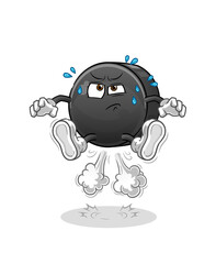  Hockey puck fart jumping illustration. character vector