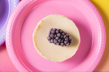 Cheesecake with delicious berries on a plate
