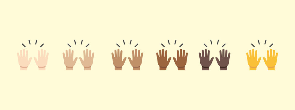 Raising hands emoji gesture vector isolated icon illustration. Raising hands emoji gesture icon