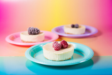 Cheesecake with delicious berries on a plate