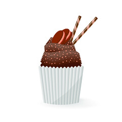 Cupcake, muffin on an isolated white background. Vector illustration.