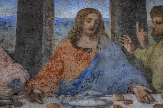 Last Supper or L'Ultima Cena - late XV century mural painting by Italian artist Leonardo da Vinci housed by refectory of Convent of Santa Maria delle Grazie. MILAN, ITALY. January 2, 2018.
