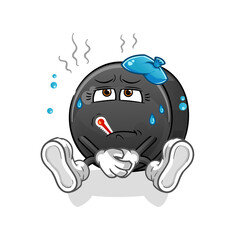 Hockey puck sick vector. cartoon character