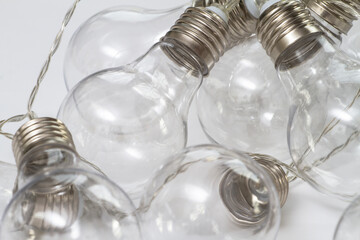 A bunch of tangled light bulbs