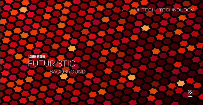 Bright abstract pattern of hexagons. Bardy lighting background with diagonally directed hexagons. Distorted perspective.