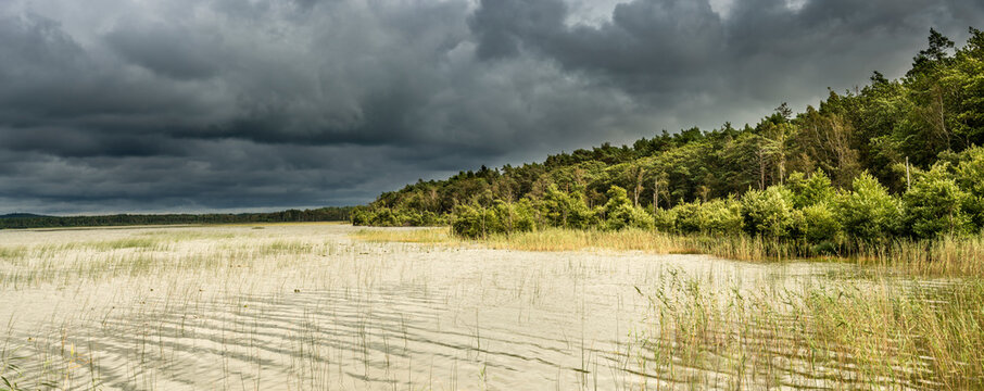 Beautiful Dolgie lake panorama, close to Baltic See, Slowinski National Park, Poland