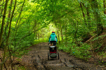 On the trail, cycling in interesting terrain