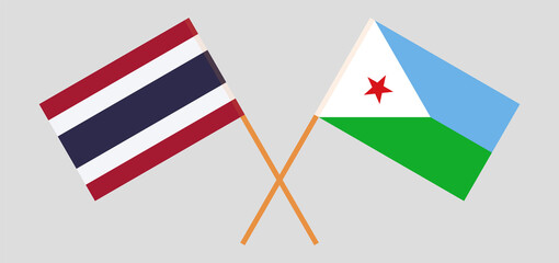 Fototapeta na wymiar Crossed flags of Thailand and Djibouti