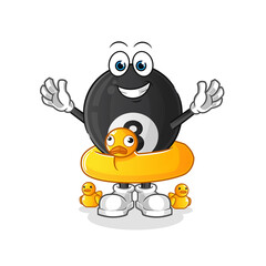 billiard with duck buoy cartoon. cartoon mascot vector