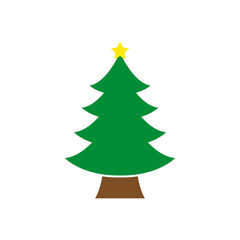 Decorated Christmas Tree, Holiday Light Tree, Ornaments, Icon Vector Illustration Background