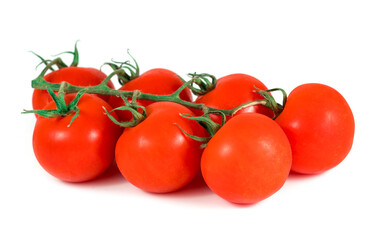 fresh chili tomatoes on white background, close-up