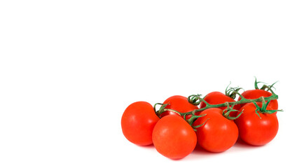 fresh chili tomatoes on white background, close-up