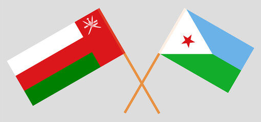 Crossed flags of Oman and Djibouti