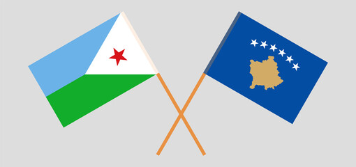 Crossed flags of Djibouti and Kosovo
