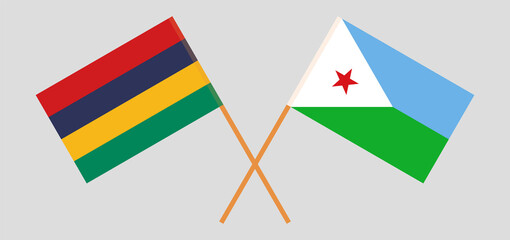 Crossed flags of Mauritius and Djibouti