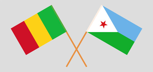 Crossed flags of Mali and Djibouti