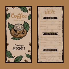 Vintage Coffee café restaurant menu template Hand drawn design