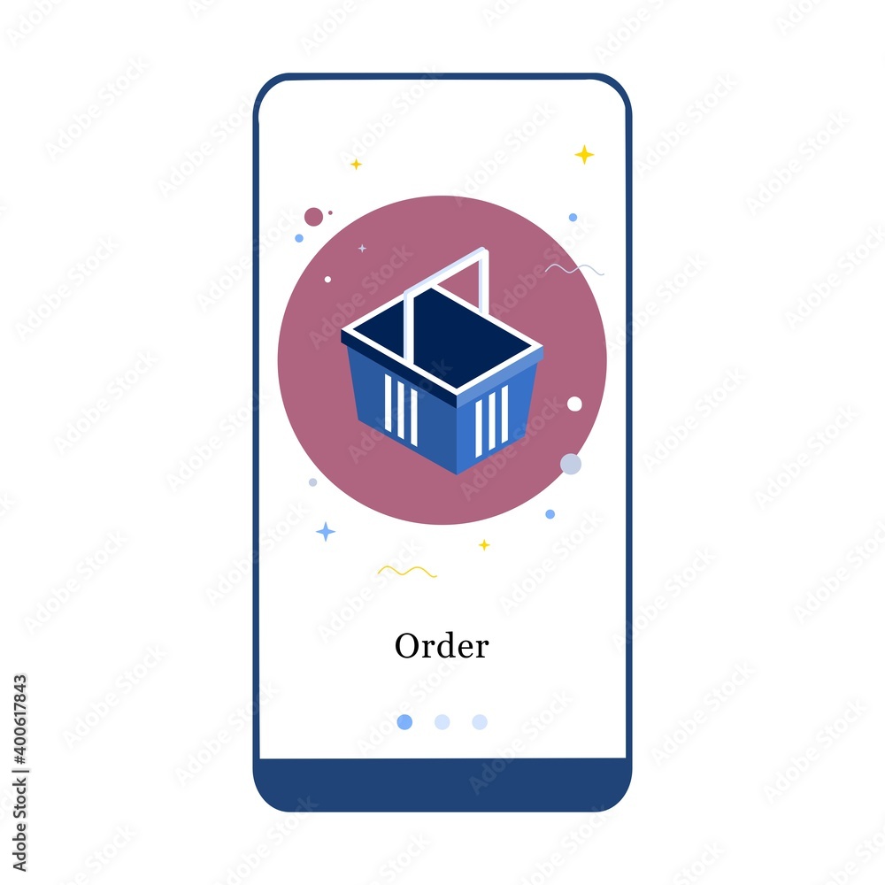 Poster vector illustration of online store promotion, e-commerce, and add to chart on the onboarding app sc