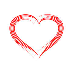 Vector Heart shape frame with brush painting