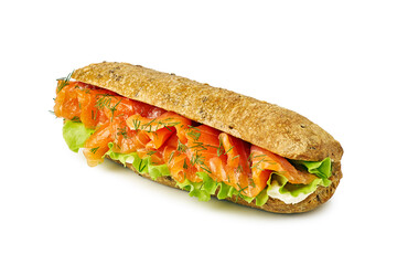 Wholegrain sandwich with salmon and cream cheese on white