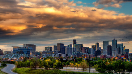 Fototapeta na wymiar Dramatic Clouds over Denver Colorado skyline
