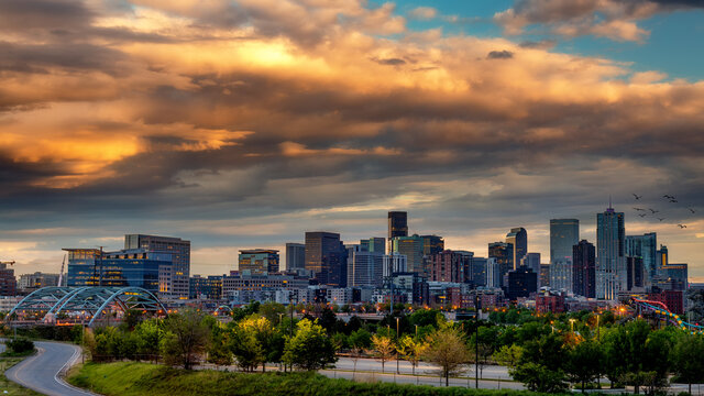 Dramatic Clouds over Denver Colorado skyline