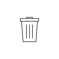 black trash can icon on white background, vector illustration