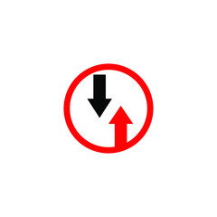 black and red road icon on white background, vector illustration
