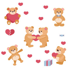 valentine's day clipart-cute bears in vector - holiday decorations - children's clipart with animals-small business clipart for postcards