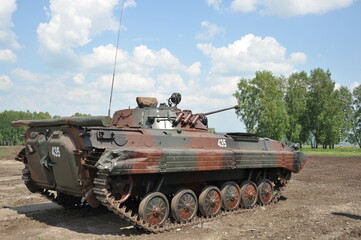BMP-2 infantry fighting vehicle at a military training ground in Western Siberia
