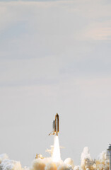 Rocket spaceship. Blue skies. The elements of this image furnished by NASA.