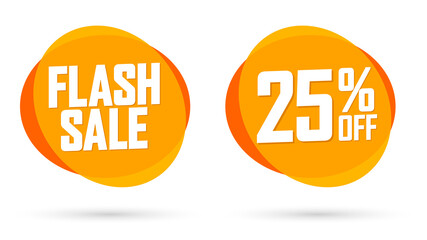 Flash Sale, 25% off, banners design template, discount tags, vector illustration