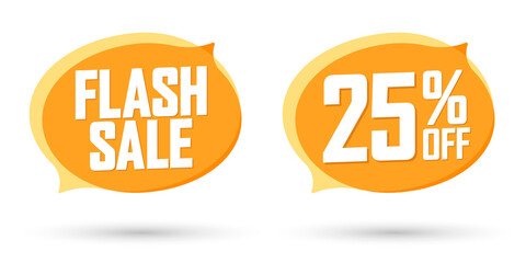 Flash Sale, 25% off, banners design template, discount tags, vector illustration