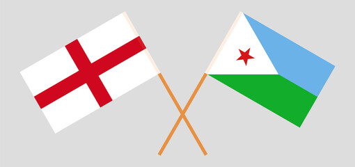 Obraz premium Crossed flags of England and Djibouti