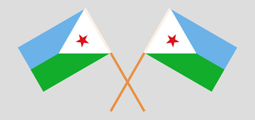 Crossed flags of Djibouti. Official colors. Correct proportion