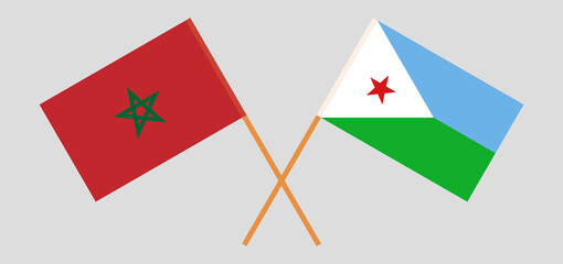 Crossed flags of Morocco and Djibouti