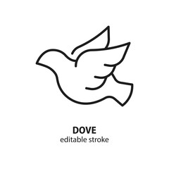 Dove vector line icon. Symbol of peace linear concept. Editable stroke. Vector illustration.