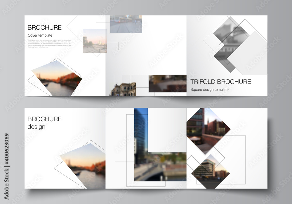 Aufkleber vector layout of square format covers design templates with geometric simple shapes, lines and photo