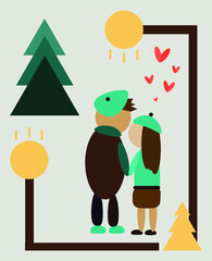 cold girl with boyfriend holding hands in winter