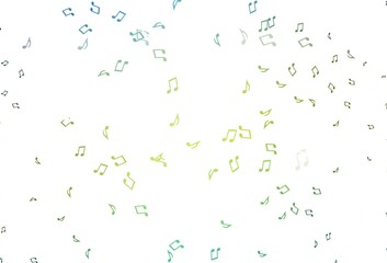 Light Blue, Yellow vector texture with musical notes.